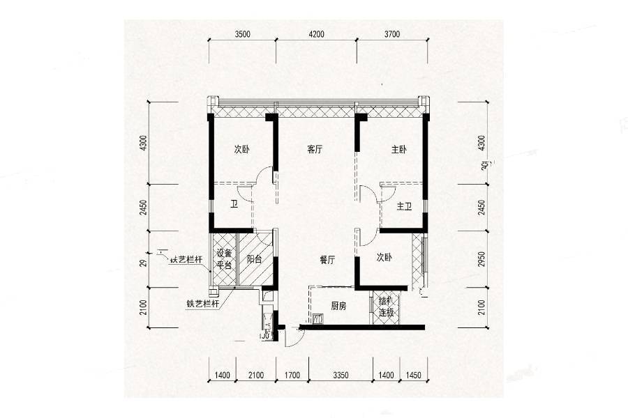 御海尚品华府3室2厅2卫127㎡户型图