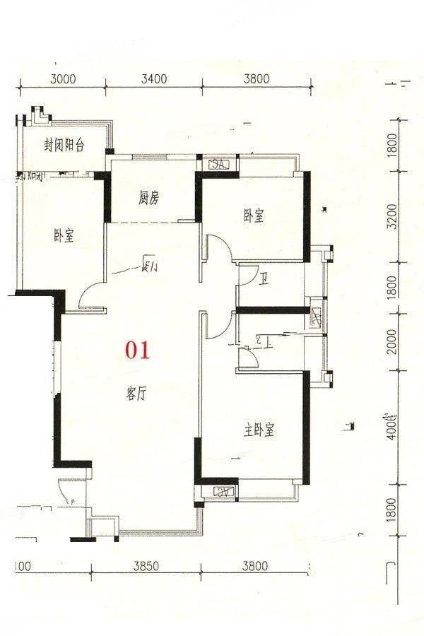 金煌时代雅园3室2厅2卫143㎡户型图