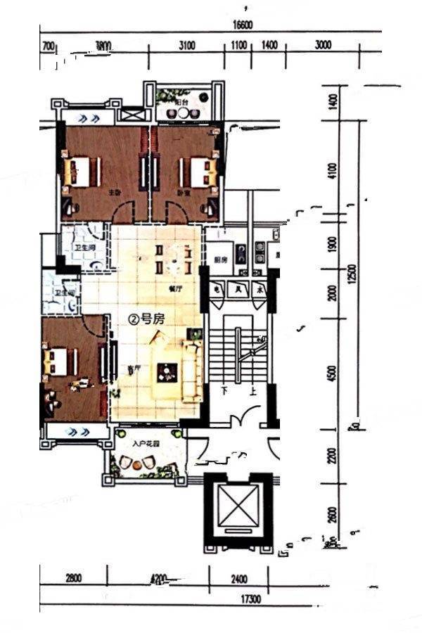 璟熙华园3室2厅2卫112㎡户型图