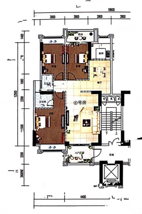 璟熙华园3室2厅2卫131㎡户型图