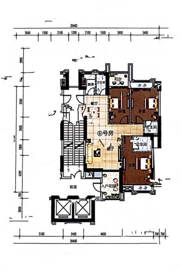 璟熙华园3室2厅3卫135㎡户型图