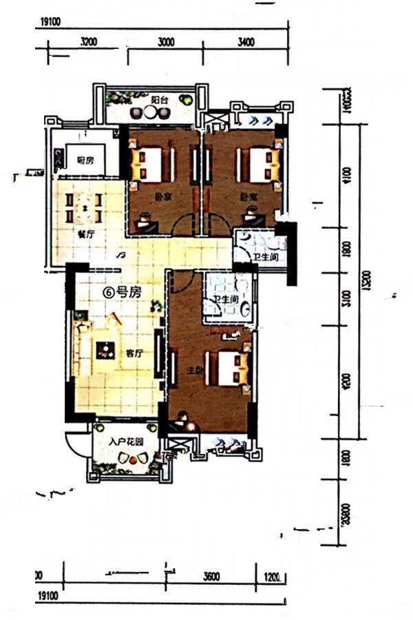 璟熙华园3室2厅2卫136㎡户型图