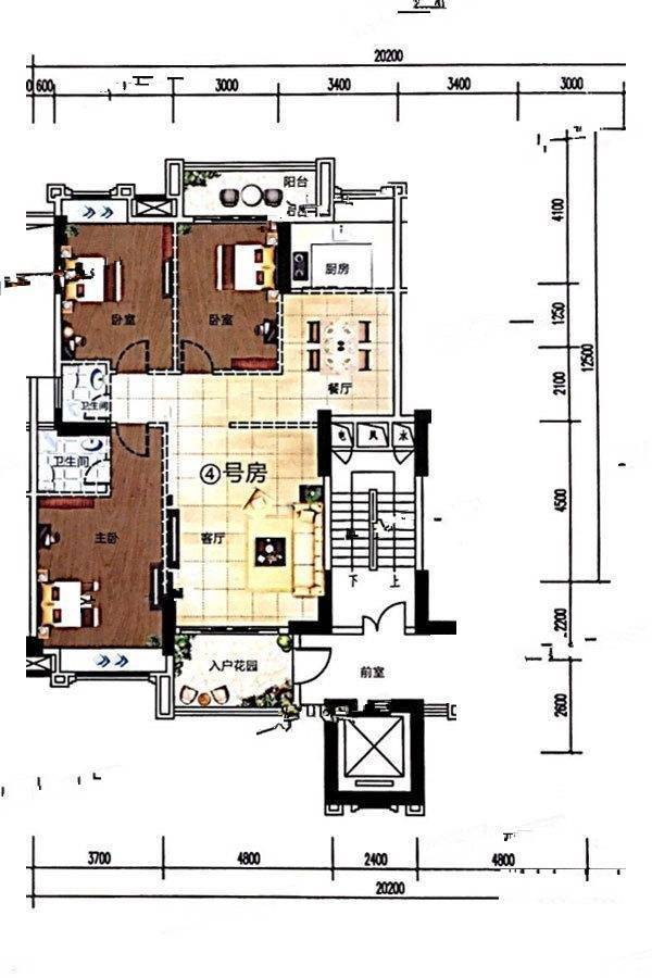 璟熙华园3室2厅2卫140㎡户型图