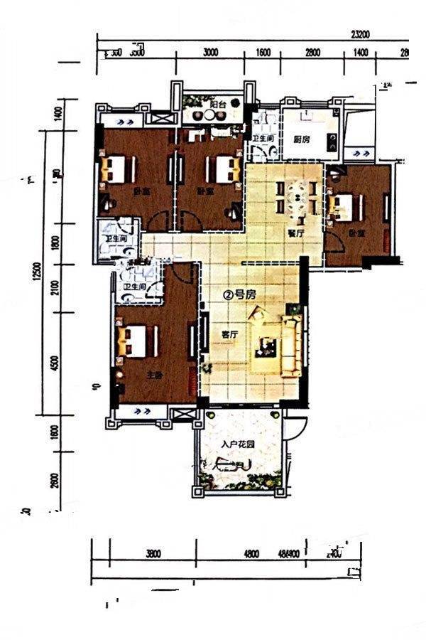 璟熙华园4室2厅3卫169㎡户型图