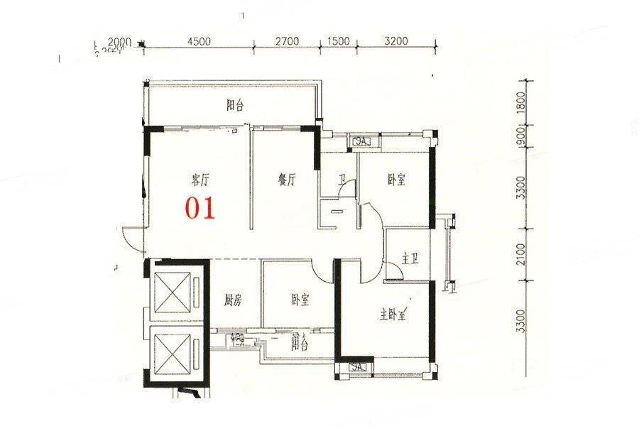 金煌时代雅园3室2厅2卫118㎡户型图