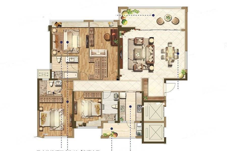 寰宇天下花园4室2厅3卫185㎡户型图