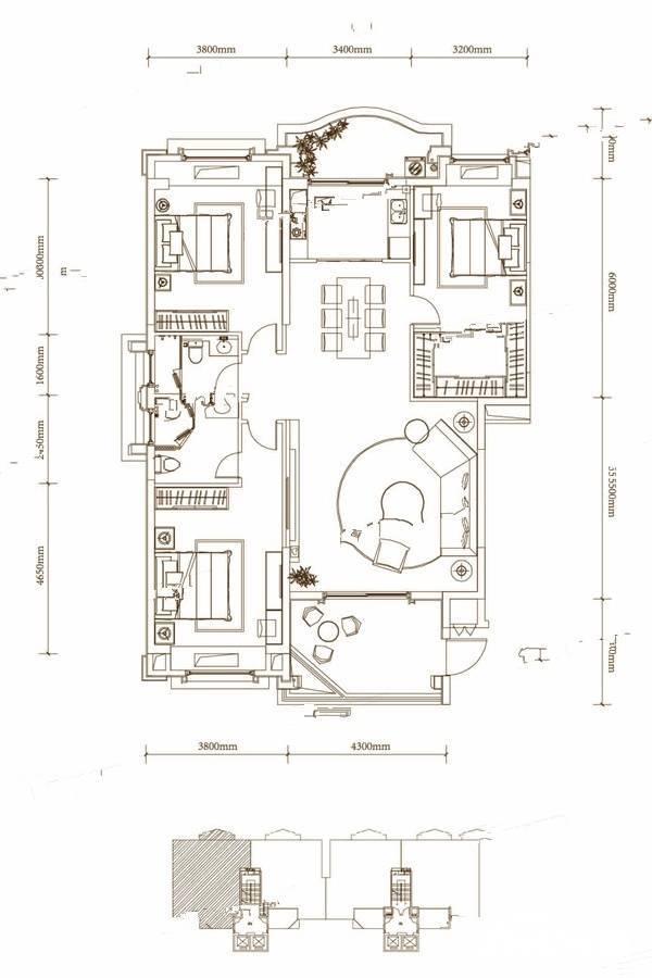 经纬源家园4室2厅2卫153㎡户型图