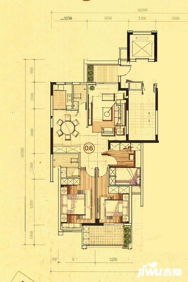 金鸥商住区3室2厅2卫112.2㎡户型图