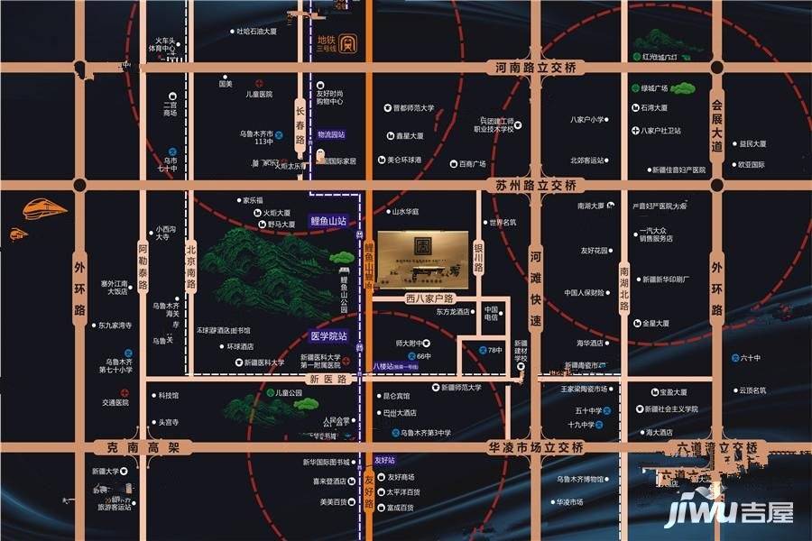 鲤鱼山御苑广场位置交通图图片
