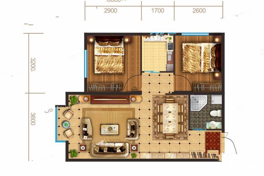 居然首府2室1厅1卫72㎡户型图