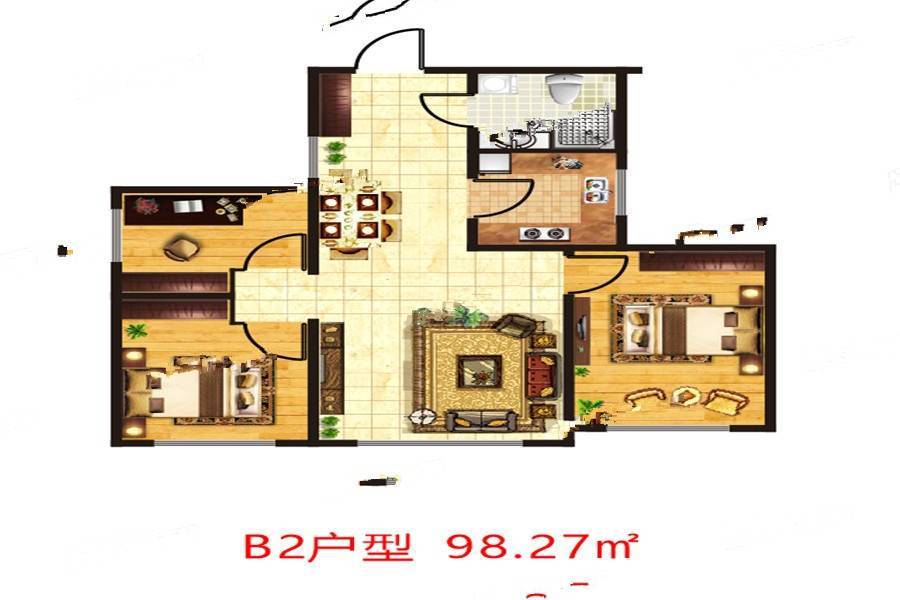 舒家苑3室2厅1卫98.3㎡户型图