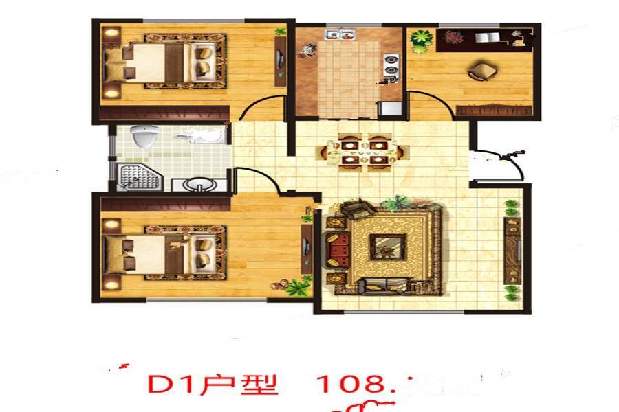 舒家苑3室2厅1卫108.5㎡户型图