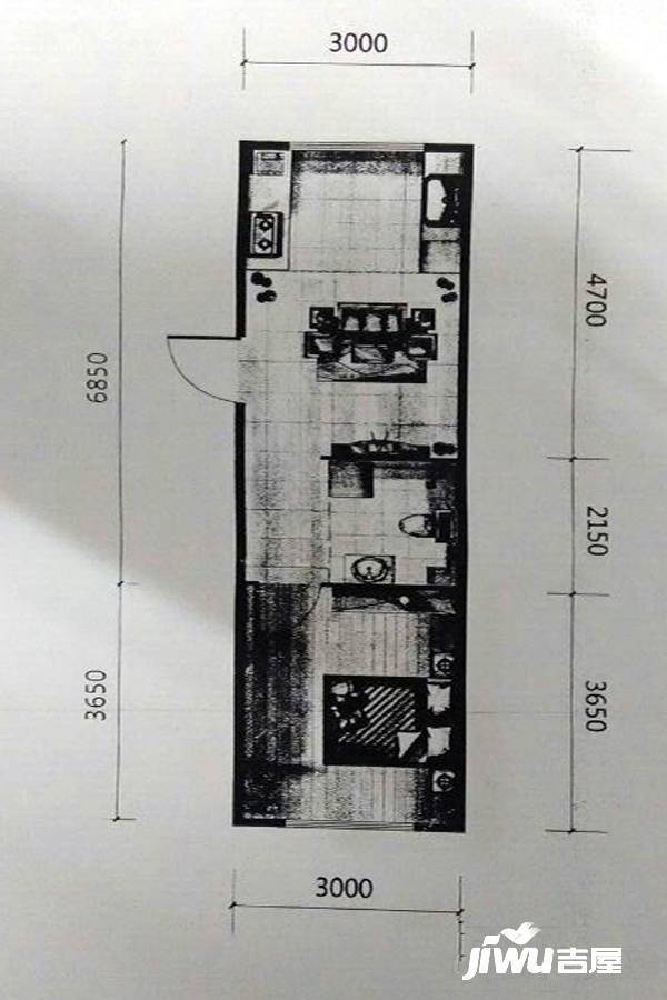 像素公园1室1厅1卫53㎡户型图