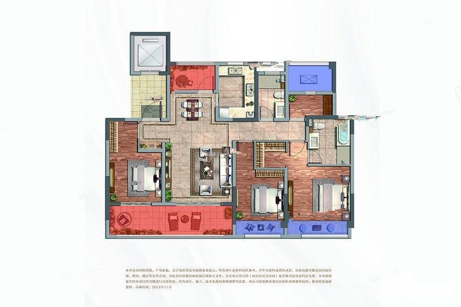 紫誉华庭4室2厅2卫143㎡户型图