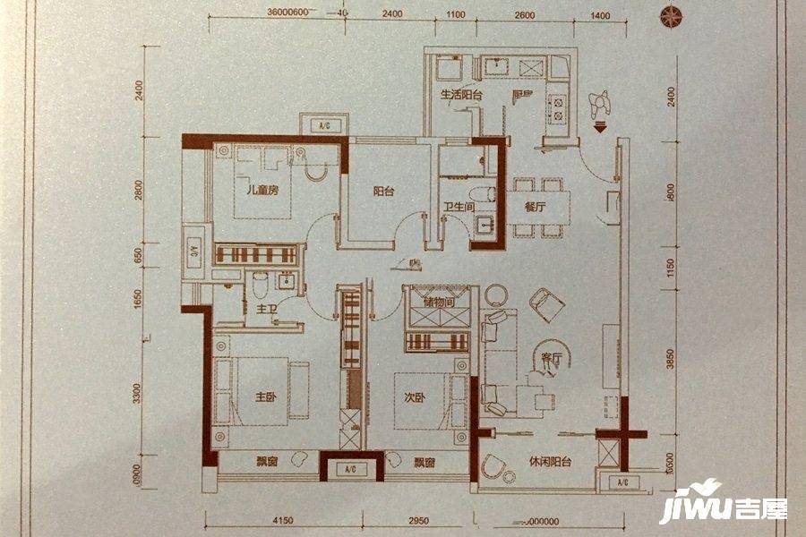 华润置地悦里4室2厅2卫121㎡户型图