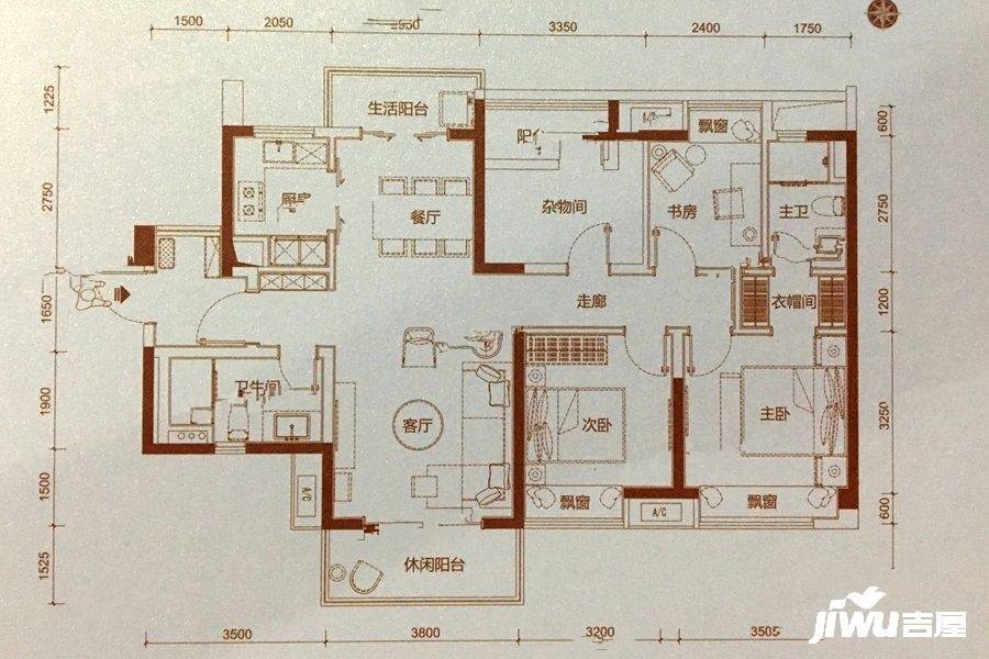 华润置地悦里4室2厅2卫123㎡户型图