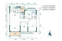 鸿业畔湖居3室2厅2卫110㎡户型图