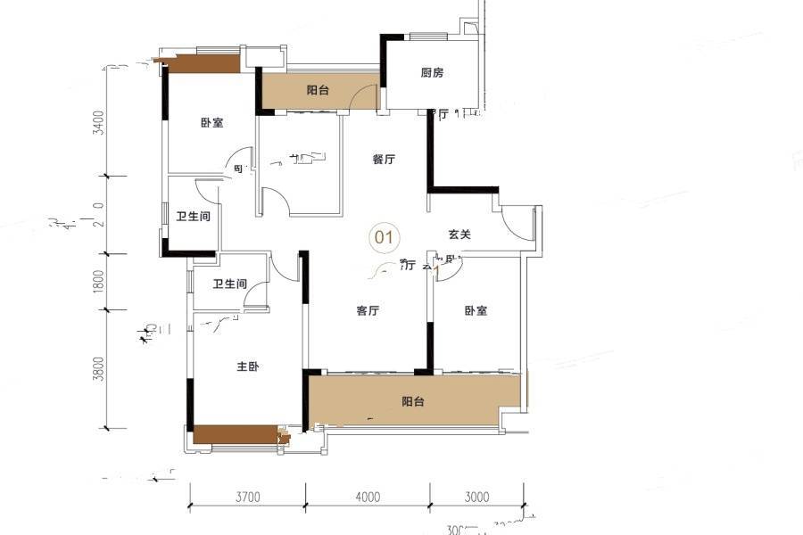 中海云麓公馆4室2厅2卫134㎡户型图