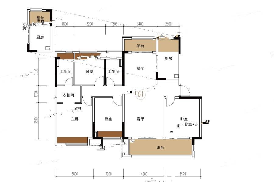 中海云麓公馆4室2厅2卫143㎡户型图