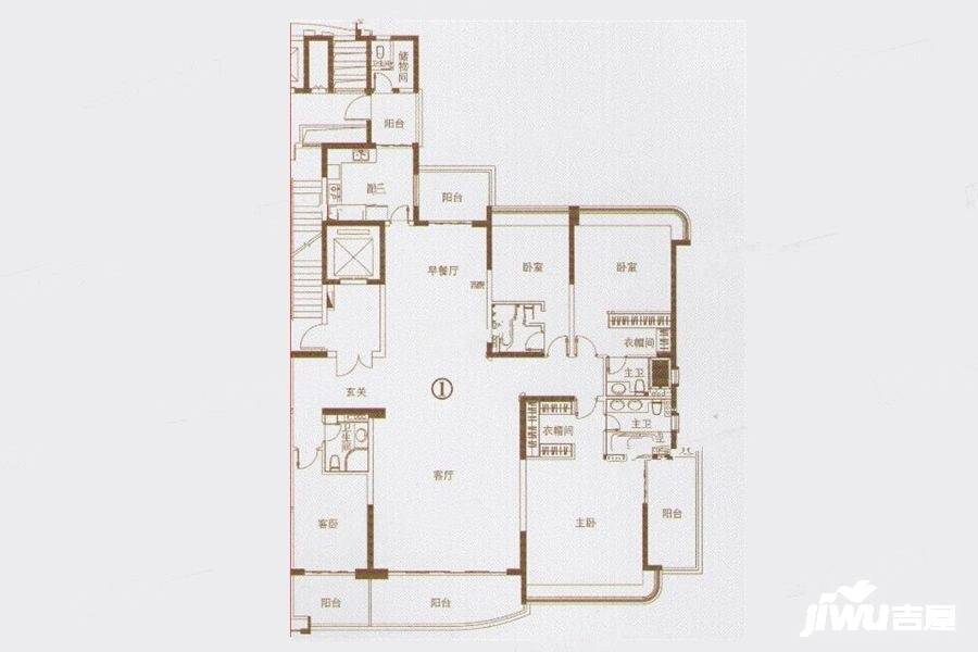 宏宇海山壹号5室2厅3卫287.7㎡户型图