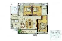 美的花湾城3室2厅2卫110㎡户型图