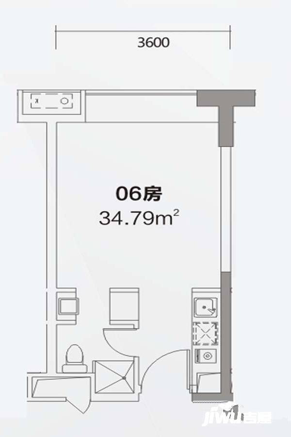 依云国际1室1厅1卫34.8㎡户型图