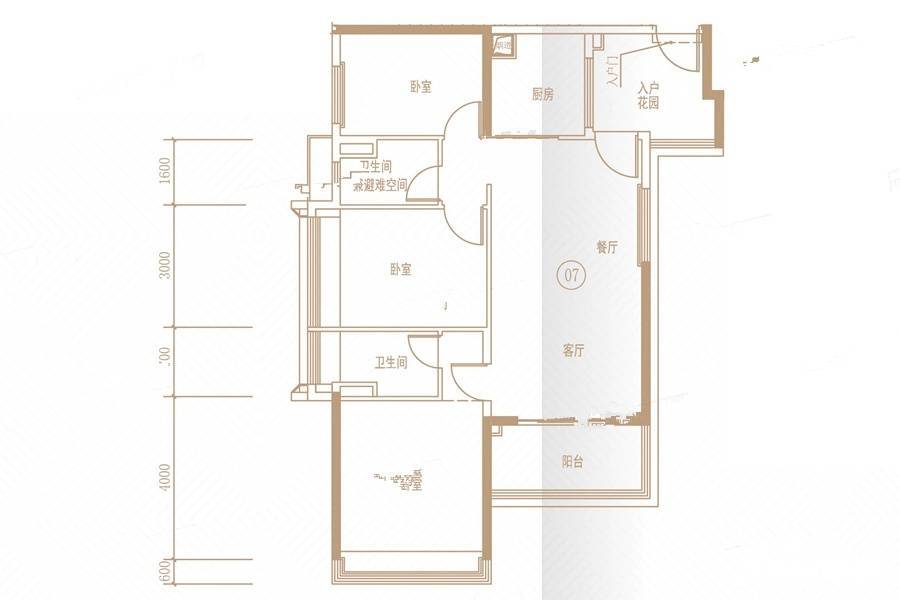 保利和悦滨江3室2厅2卫110㎡户型图