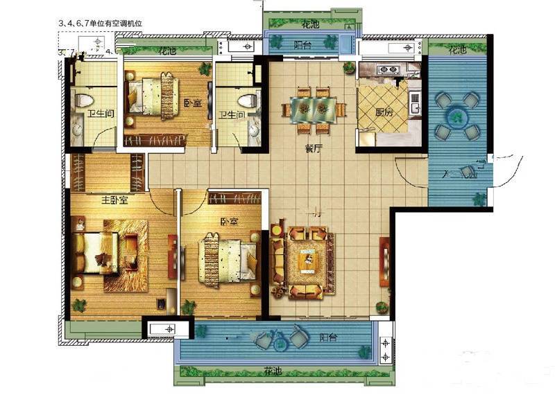 宏宇景裕豪园3室2厅2卫154㎡户型图