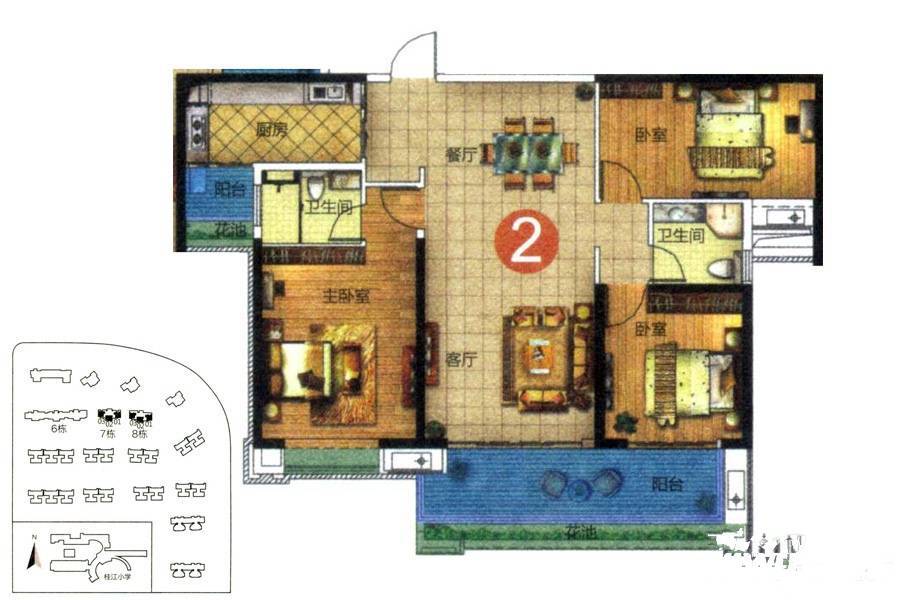 宏宇景裕豪园3室2厅2卫136㎡户型图