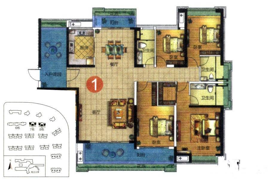 宏宇景裕豪园4室2厅3卫188㎡户型图