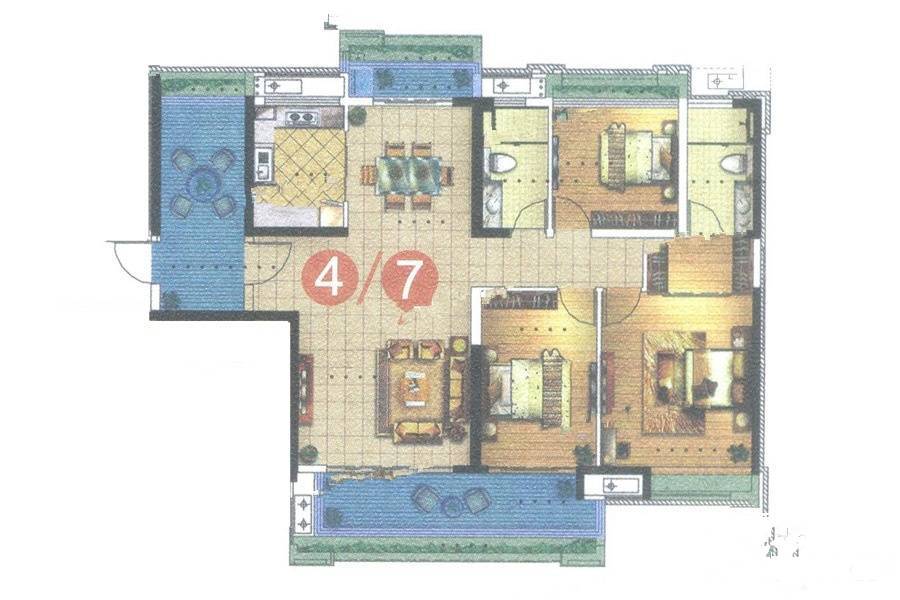 宏宇景裕豪园3室2厅2卫151㎡户型图