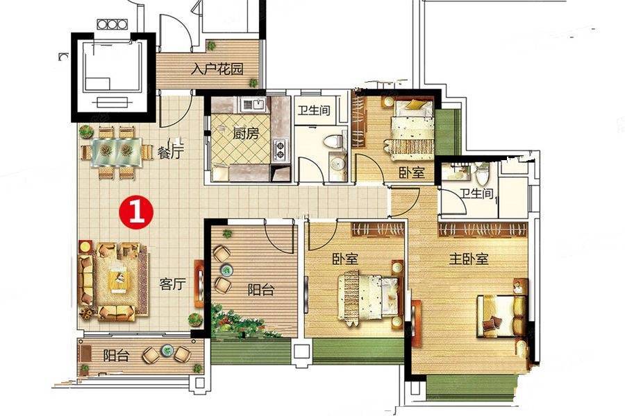 宏宇景裕豪园4室2厅2卫122㎡户型图