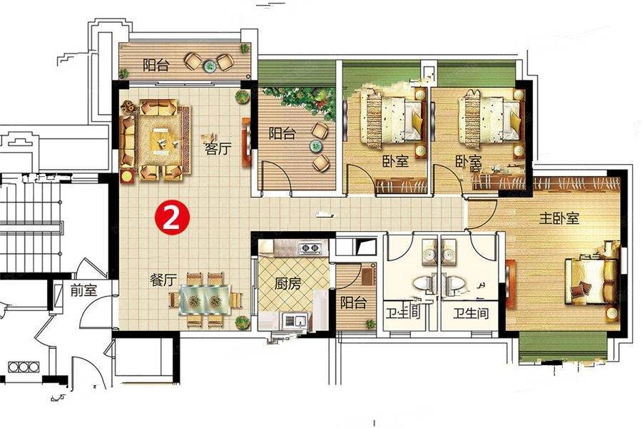 宏宇景裕豪园4室2厅2卫128㎡户型图