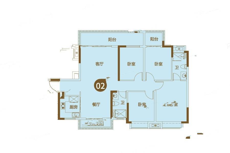 金地海逸悦江4室2厅2卫142㎡户型图