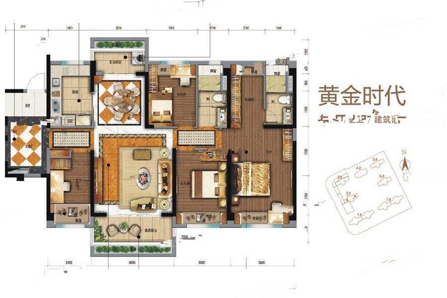 碧桂园城央首府4室2厅2卫143㎡户型图