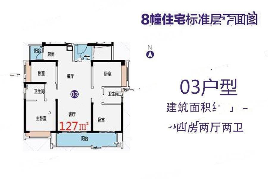 敏捷悦府4室2厅2卫127㎡户型图