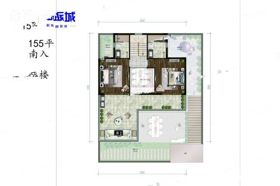 绿地经开国际城2室2厅1卫155㎡户型图