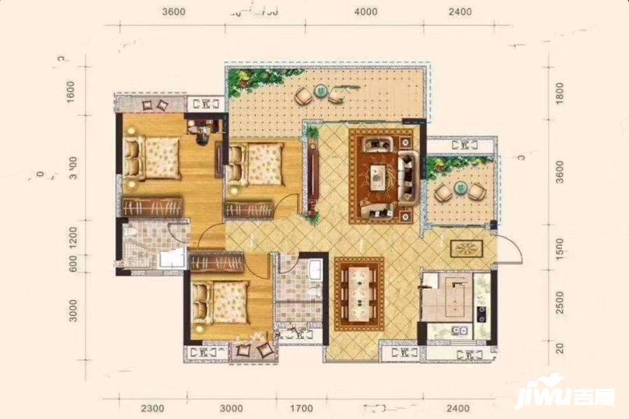 国兆嘉泓公馆4室2厅2卫114.6㎡户型图