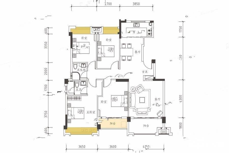 花样年花好园4室4厅4卫134㎡户型图