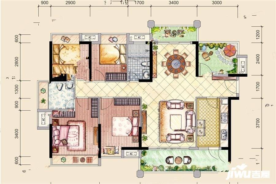 世纪金湖花园4室2厅2卫142㎡户型图