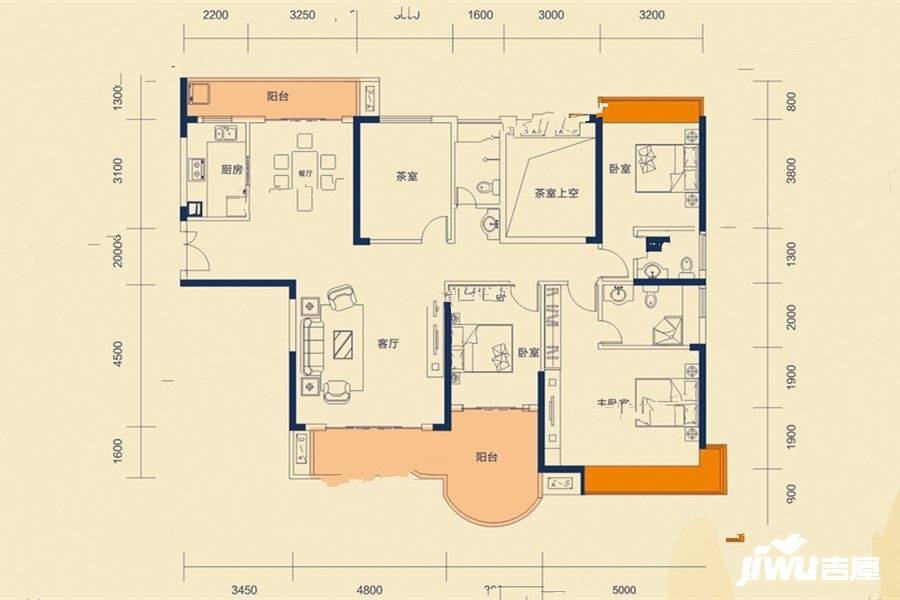 东江豪门4室2厅3卫175㎡户型图