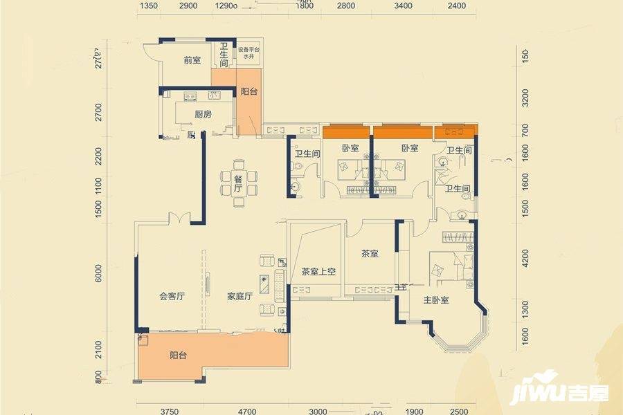 东江豪门4室3厅4卫230㎡户型图