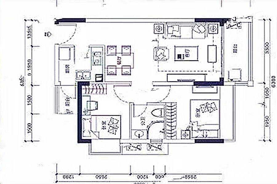 海伦堡中侨公馆2室2厅1卫68㎡户型图