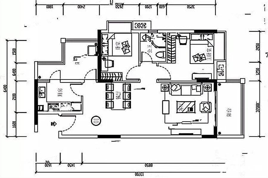 海伦堡中侨公馆3室2厅2卫120㎡户型图