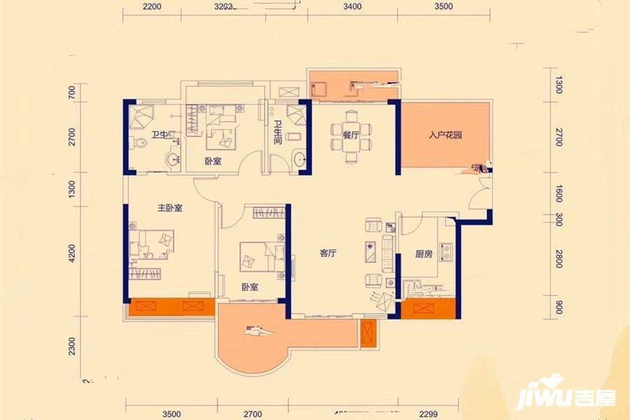 东江豪门3室2厅2卫132㎡户型图