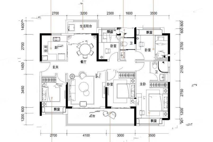 碧桂园太东公园上城5室2厅2卫146㎡户型图