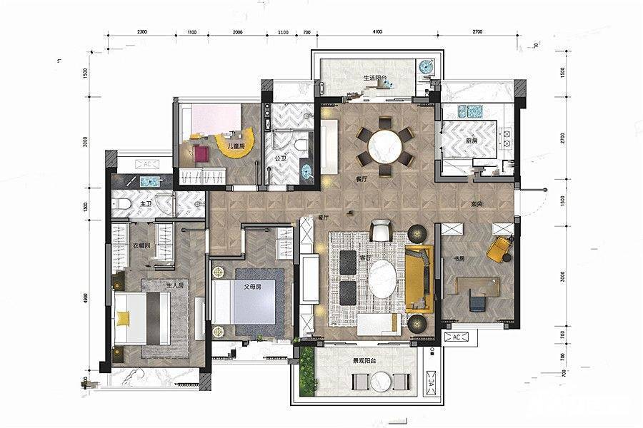 华廷悦府4室2厅2卫142㎡户型图