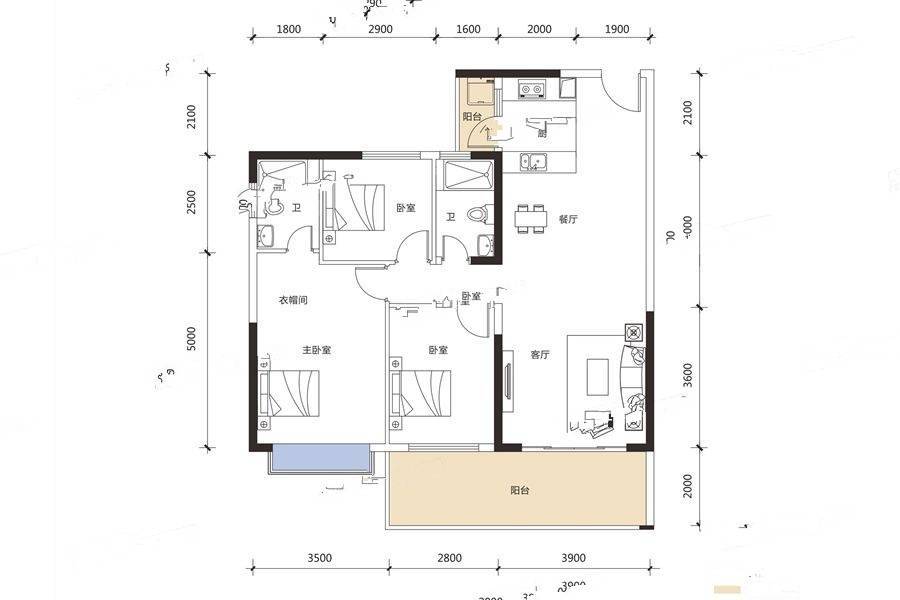 御水龙庭3室2厅2卫110㎡户型图