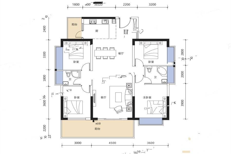 御水龙庭4室2厅2卫143㎡户型图