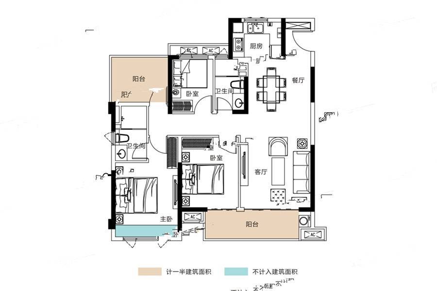 中海阳光玫瑰园
                                                            3房2厅2卫
